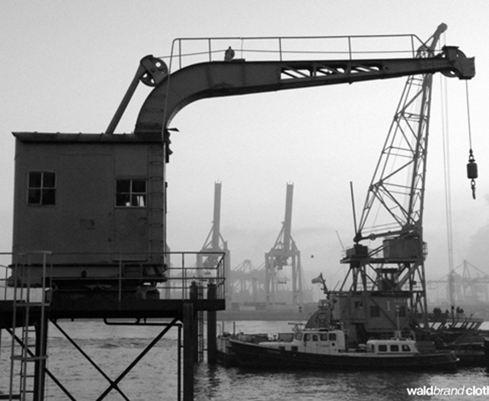 Dockland - shirt für Jungs, ecru, siebdruck, textidruck, bio-baumwolle, shirts, design, grafik, druck, bedruckt, kran, industrie