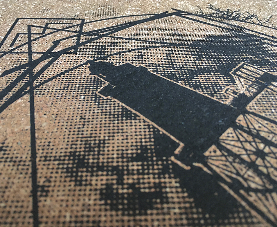 kork, kork-mousepad, unterlage, La communion Kork Siebdruck,untersetzer, coaster, platzmatte, korkmatte mit siebdruck, siebdruck poster, DIN A3, grafik, design, siebdruck auf kork, korkdruck, pinnwand