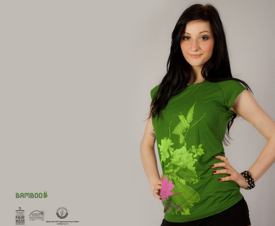 Fancy Plants - Siebdruck auf grünem Shirt,, waldbrand shirts, mädels, girls, frauen, damen, t-shirts, siebdruck, design, grafik, nrw, ruhrgebiet, screenprint, floral, pflanzen, bambus, bio