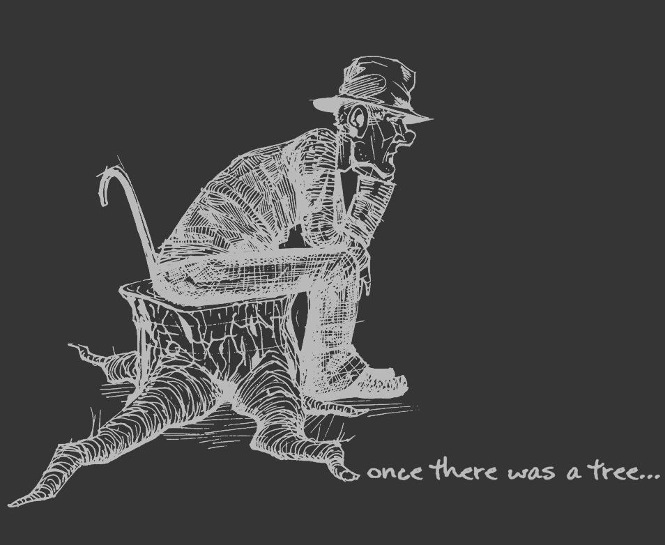 once there was a tree, shirt, top, models, siebdruck, textildruck, print, illustration, Baumstamm, baum, alter mann, giving tree