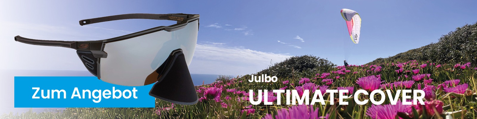Julbo Ultimate Cover Sonnenbrille zum Gleitschirmfliegen und Paragliding – mit Naschenschutz für besten UV-Schutz und riesigen Sichtfelt - uneingeschränkt.