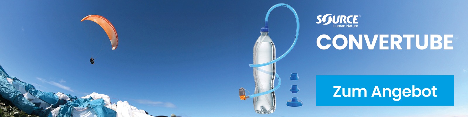 Trinkschlauch-Aufsatz für alle gängigen PET-Flaschen, Kunststoff-Flaschen und kompatibel mit Sigg, Nalgene, Evian. Perfekt für Hike & Fly Paragliding